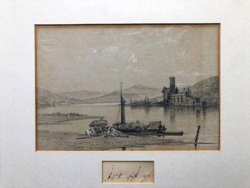 fig 1. Henry William Burgess (British 1792-1839) 1835 Signed original early 19th Century Pencil Sketch Study of a Landscape with Church