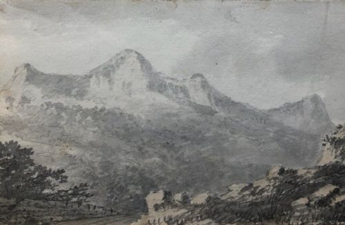 Harriet Green (Née Lister) (1753-1821) 'Cadair Idris' Wales, Early 19th Century Antique Pencil Sketch Landscape Study