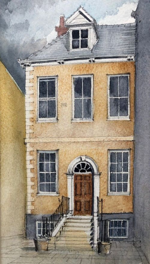 Original Mid 20th Century Watercolour Painting Street View Judges Court York Yorkshire Townscape