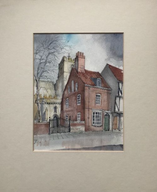 fig 1. Original mid 20th Century Watercolour Painting Holy Trinity Church Micklegate York Townscape Yorkshire Landscape