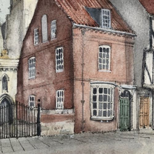 fig 2. Original mid 20th Century Watercolour Painting Holy Trinity Church Micklegate York Townscape Yorkshire Landscape