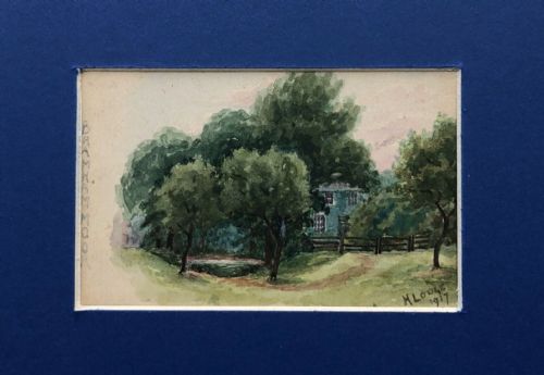 Signed H Lodge Original Circa 1917 Watercolour Painting on a Postcard of Bramham Moor Yorkshire Painted by a Ww1 Serviceman