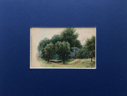 fig 2. Signed H Lodge Original Circa 1917 Watercolour Painting on a Postcard of Bramham Moor Yorkshire Painted by a WW1 Serviceman
