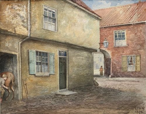 John Ward Knowles 1892 Original 19th Century Antique Watercolour Painting Oglethorpe, York Street View Landscape