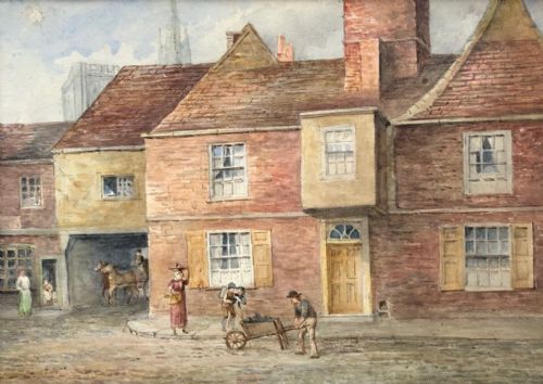 John Ward Knowles Original 19th Century Antique Watercolour Painting Goodramgate, York Before Demolition City Landscape