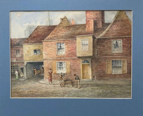 fig 1. John Ward Knowles Original 19th Century Antique Watercolour Painting Goodramgate, York before Demolition City Landscape