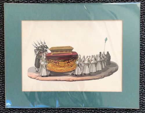 fig 1. Manner of Michela de Vito Original 19th Century Antique Watercolour Painting Neapolitan Funeral Ceremony Historical Italian Artwork