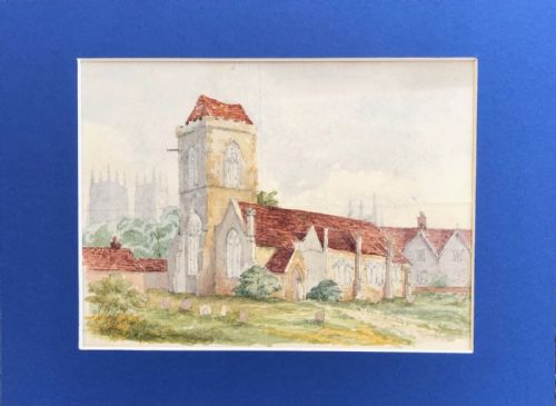 fig 1. Edwin Ridsdale Tate Original 19th Century Antique Watercolour Painting Holy Trinity Church Goodramgate York Historical City Landscape