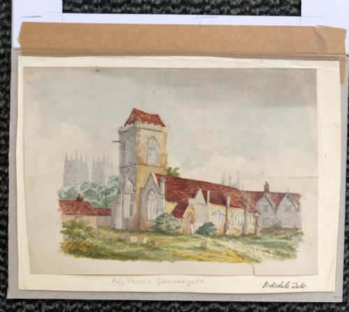 fig 2. Edwin Ridsdale Tate Original 19th Century Antique Watercolour Painting Holy Trinity Church Goodramgate York Historical City Landscape