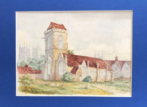 fig 3. Edwin Ridsdale Tate Original 19th Century Antique Watercolour Painting Holy Trinity Church Goodramgate York Historical City Landscape