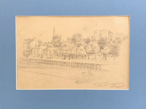 Edwin Ridsdale Tate 1905 Original Annotated Pencil Sketch the Sugar Tower St Georges Field Cliffords Tower York Historical Landscape