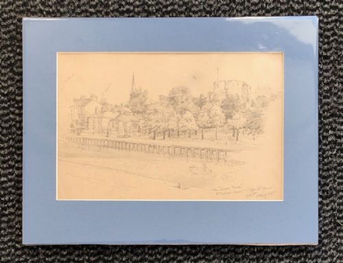 fig 2. Edwin Ridsdale Tate 1905 Original Annotated Pencil Sketch The Sugar Tower St Georges Field Cliffords Tower York Historical Landscape