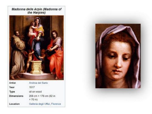 fig 1. Portrait of Madonna, After Andrea del Sarto Original Antique Framed Oil Painting 