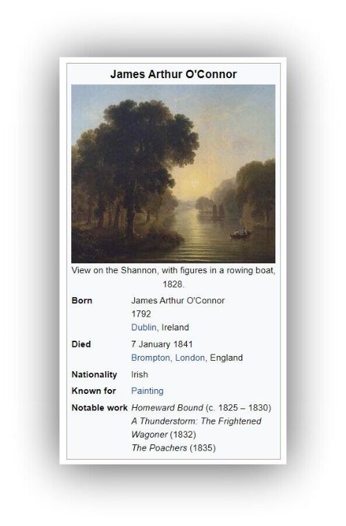 fig 2. Attributed to James Arthur O'Connor Original 19th Century Irish Antique Oil Painting on Wood Panel River Landscape View with Stone Tower