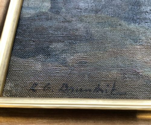fig 2. Reginald Grange Brundrit Signed Original Early 20th Century Oil Painting on Canvas Ravenscar Yorkshire Coast Seascape Landscape