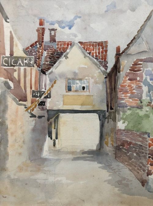Original 19th Century Antique Watercolour Painting College Street Towards Goodramgate York, Historic Yorkshire Street Study
