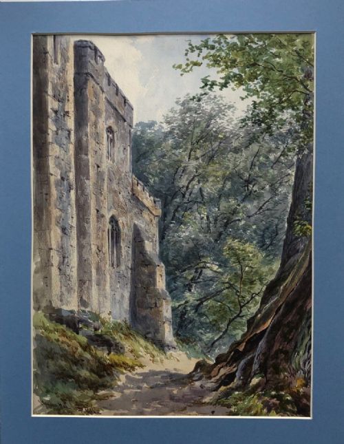 fig 1. Thomas Dudley 1886 Original 19th Century Antique English Watercolour Painting Haddon Hall & Woodland Landscape