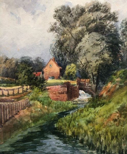 Jessie Dudley Signed Original Antique Watercolour Painting the Foss River in York English Landscape
