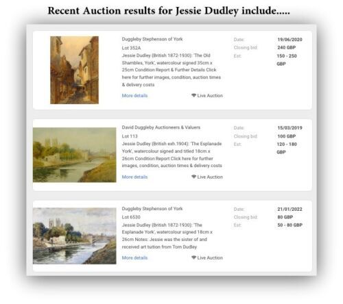 fig 2. Jessie Dudley Signed Original Antique Watercolour Painting The Foss River in York English Landscape