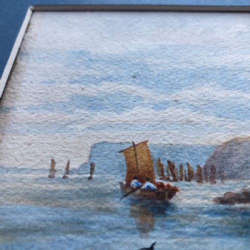 fig 2. Original Antique Watercolour Painting English South Coast Landscape possibly Cornwall or Devon Seascape No.5