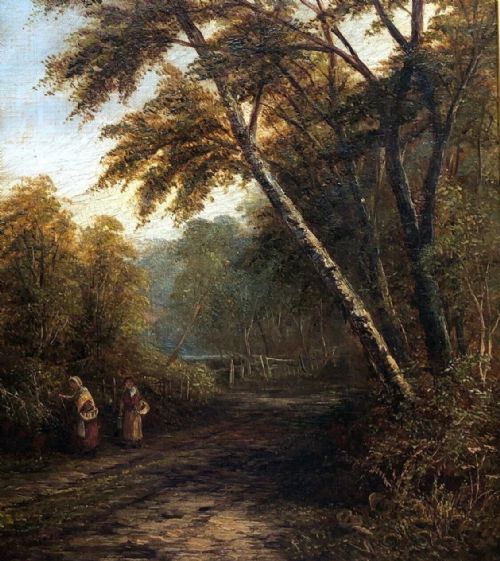 Joseph Mellor Signed Original 19th Century English Antique Oil Painting on Canvas Ben Rhydding Lane, Yorkshire Landscape