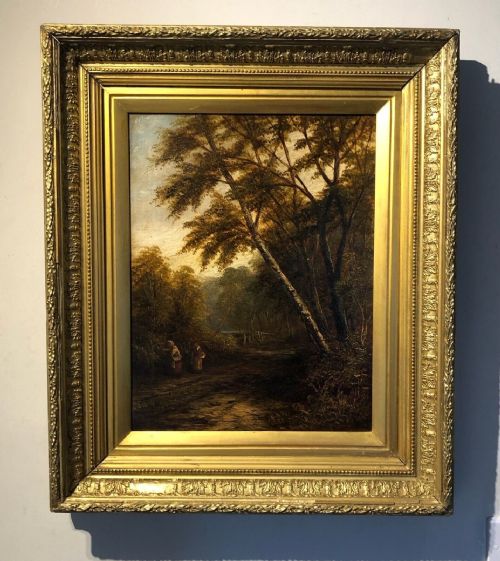 fig 1. Joseph Mellor Signed Original 19th Century English Antique Oil Painting on Canvas Ben Rhydding Lane, Yorkshire Landscape