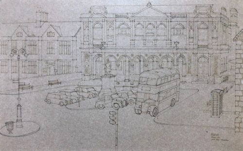 Donald Curley 1968 (Canadian 1934-2009) Original Signed Ink Drawing Architectural Study of York Art Gallery Yorkshire England