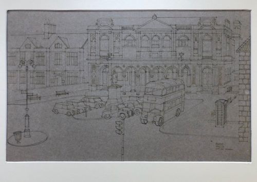 fig 1. Donald Curley 1968 (Canadian 1934-2009) Original Signed Ink Drawing Architectural Study of York Art Gallery Yorkshire England