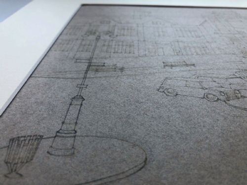 fig 2. Donald Curley 1968 (Canadian 1934-2009) Original Signed Ink Drawing Architectural Study of York Art Gallery Yorkshire England
