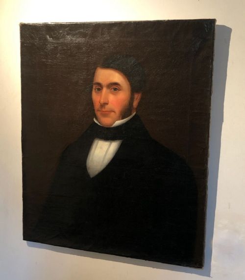 fig 1. Original Antique 19th Century Oil Painting on Canvas Portrait of a Victorian Gentleman