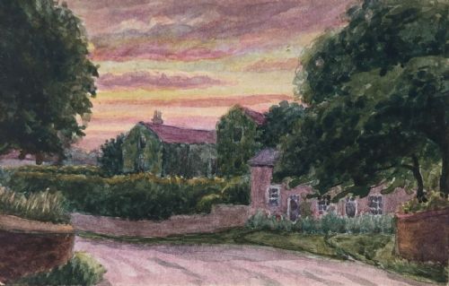 Original Antique Watercolour Painting by a Billeted Serviceman Ww1 Period Branham Old Hall Yorkshire Landscape