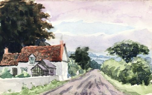 Original 1917 Watercolour Landscape Painting by a  Ww1 Serviceman Rawmarsh Sandhill Yorkshire Landscape