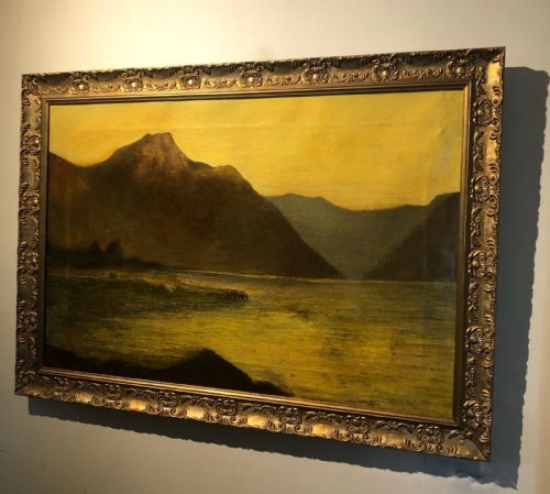 fig 1. Circle Alfred de Breanski, Sr Original Antique Oil Painting on Canvas Highland Landscape with Cattle