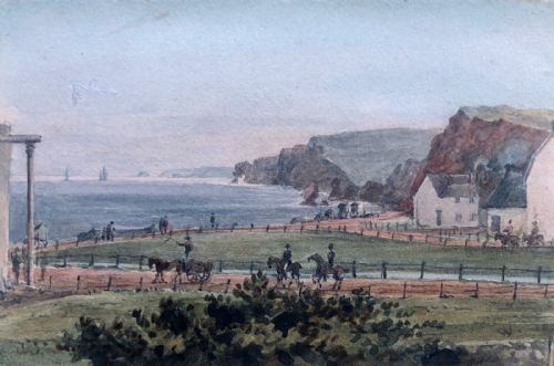 fig 1. 1821 Original Early 19th Century Antique Watercolour Paintings, Views from Virginia Cottage, Dawlish, Devon Seascape