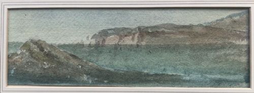 fig 1. Indistinctly Signed Original 19th Century Antique Watercolour Painting Seascape 