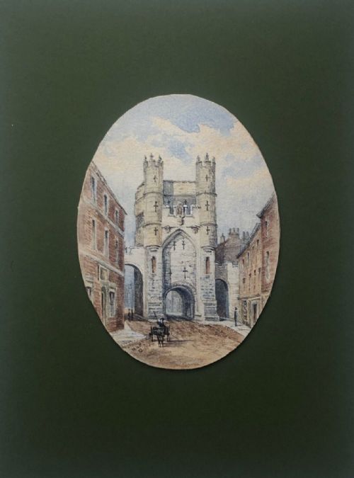 fig 1. Original Monogrammed MAK 19th Century Antique 1873 Original Watercolour Painting Monkgate Bar York City Walls Historical Yorkshire Landscape