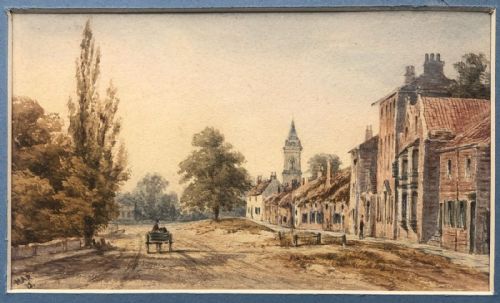 Original Monogrammed Mak 19th Century Antique 1873 Watercolour Painting Clifton from Bootham York Historical Landscape