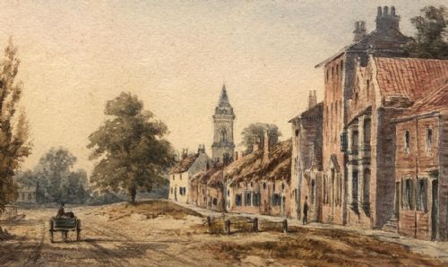 fig 1. Original Monogrammed MAK 19th Century Antique 1873 Watercolour Painting Clifton from Bootham York Historical Landscape