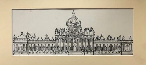 Castle Howard York Yorkshire Original Mid 20th Century Pen & Ink Architectural Study Drawing