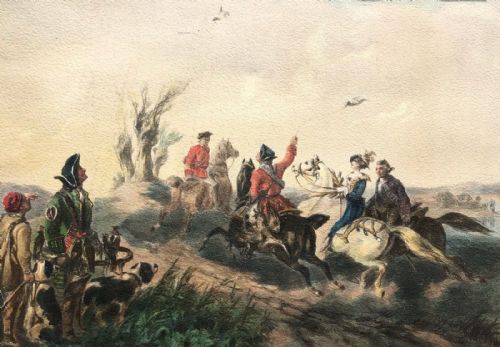 John F Taylor Original Mid 19th Century Antique Watercolour Painting Scottish Hawking & Hunting