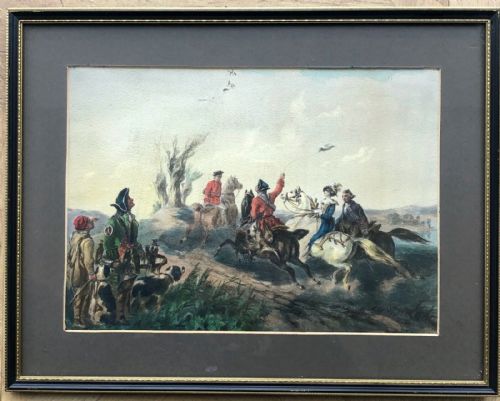 fig 1. John F Taylor Original mid 19th century Antique Watercolour Painting Scottish Hawking & Hunting