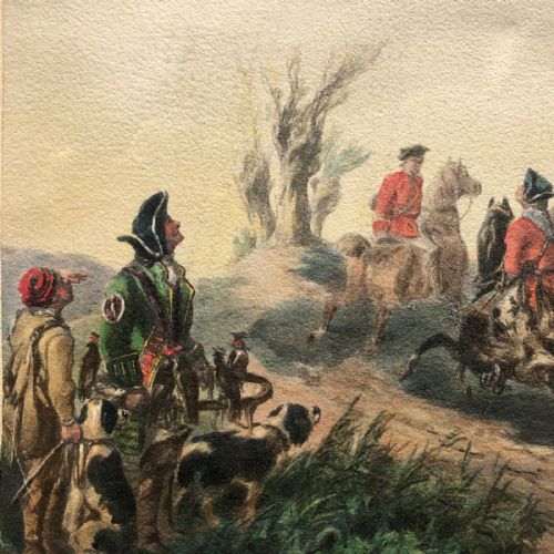 fig 2. John F Taylor Original mid 19th century Antique Watercolour Painting Scottish Hawking & Hunting