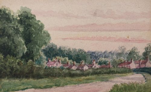 Signed Original C 1917 Antique Watercolour Painting by a Ww1 Serviceman Bramham Village Yorkshire