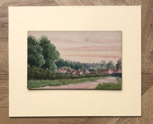 fig 1. Signed Original c 1917 Antique Watercolour Painting by a WW1 Serviceman Bramham Village Yorkshire
