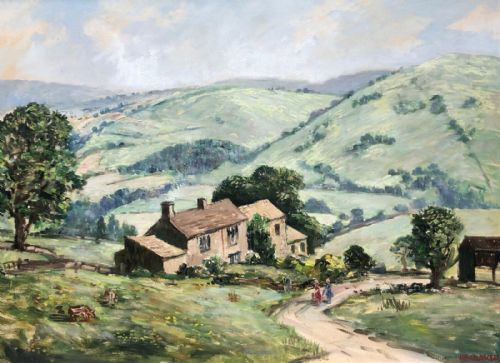 James Hardaker Signed Original Mid 20th Century Oil Painting on Board Yorkshire Dales Landscape