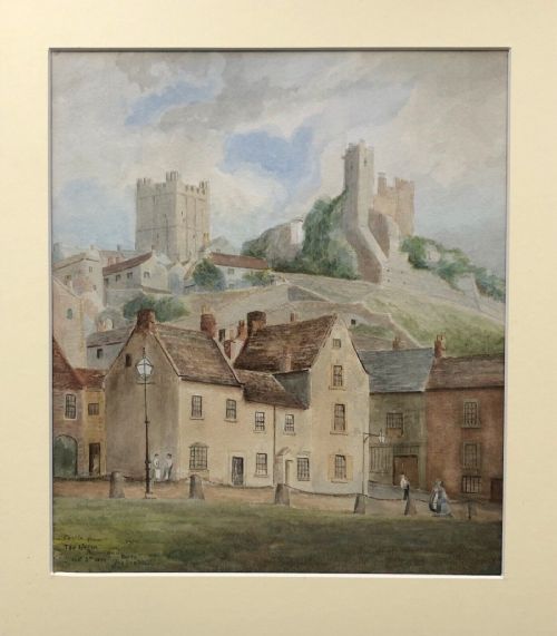 fig 1. Original Antique Watercolour Painting Signed Tho. Geo. Hall 1899 Richmond Castle View from the Green Historic Yorkshire Landscape