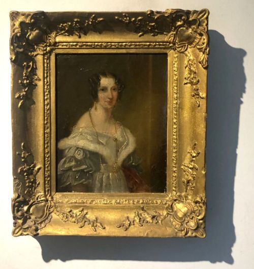 fig 1. Original British School early 19th Century Antique Oil painting on Canvas Portrait of Lady No.2