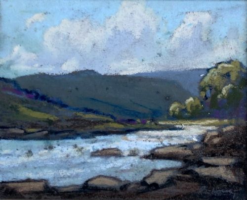 Robert Leslie Howey Original Mid 20th Century Vintage Pastel Drawing 'Above High Force' on the River Tees Yorkshire Landscape