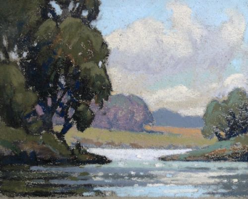 Robert Leslie Howey Signed Original Mid 20th Century Vintage Pastel Drawing 'Sleights' Yorkshire Landscape