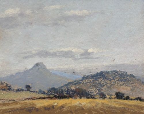 Robert Leslie Howey Signed Original Mid 20th Century Vintage Pastel Drawing Landscape Cleveland Hills Yorkshire View